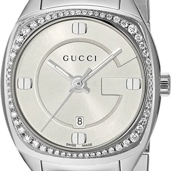 稀少 GUCCI(グッチ) GG2570 White Dial Diamonds Ladies Watch Gucci GG2570 White Dial Stainless Steel Diamond Ladies Watch